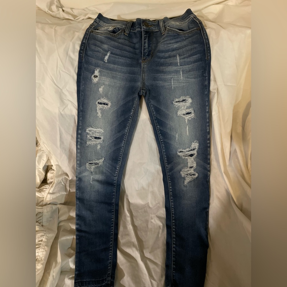 Judy Blue Dark Wash Distressed Skinny Jeans